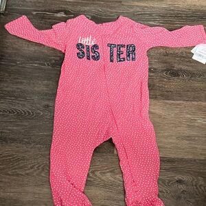 Carter's Pink Polka Dot 'Little Sister' One-Piece Footie